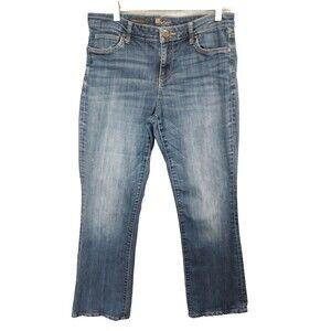 KUT from the Kloth Women Farrah Baby Bootcut Jeans 10 Blue Distressed 33x29